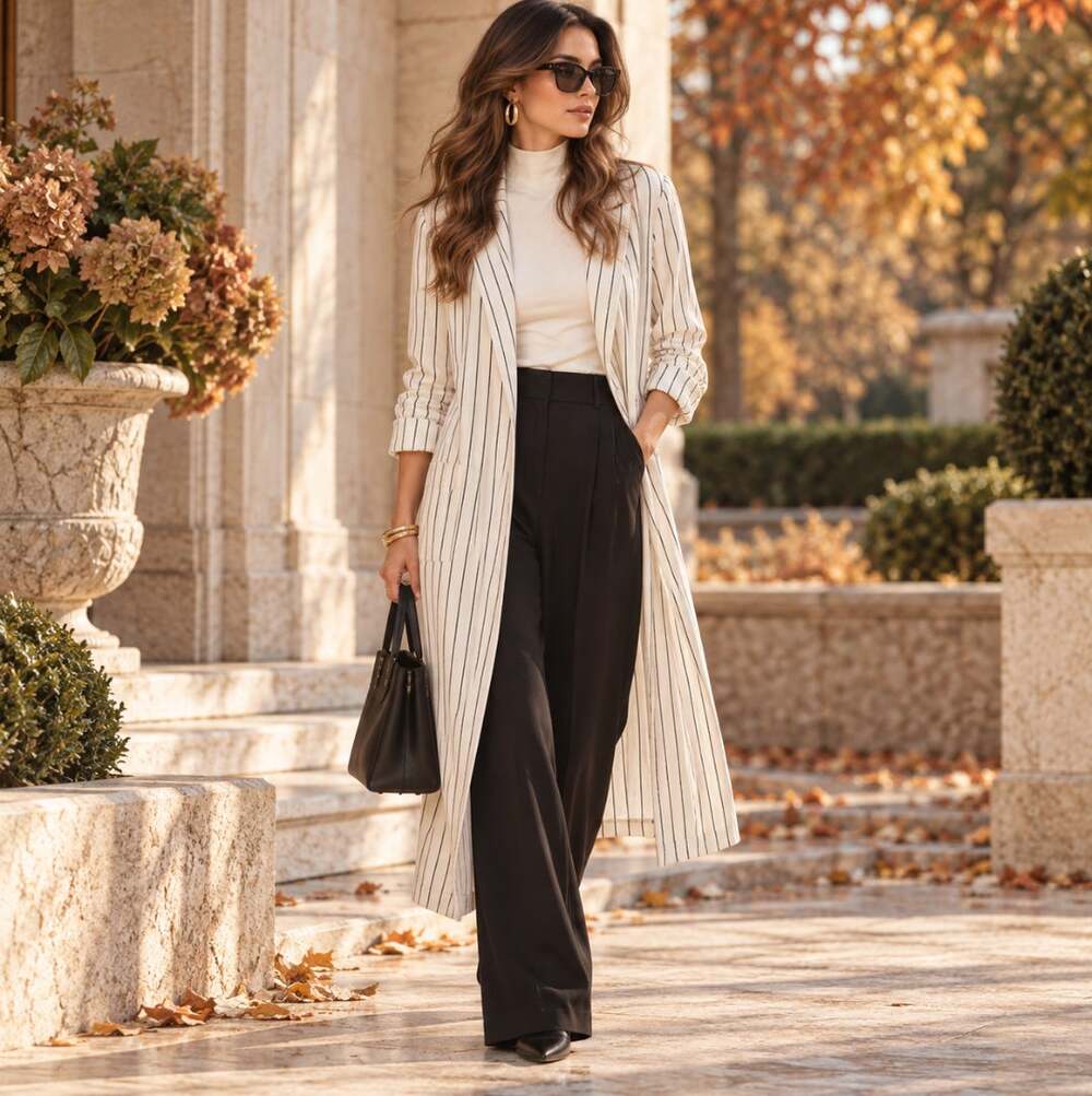 BABATON x ARITZIA Kahlo Jacket Ivory Pinstripe Black Sz S $228 {GG32}